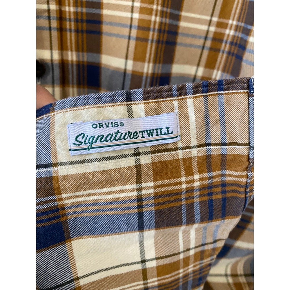 Orvis Signature Twill Button Up Mens Plaid Long Sleeve Classic Fit Shirt Size XL - Picture 4 of 5